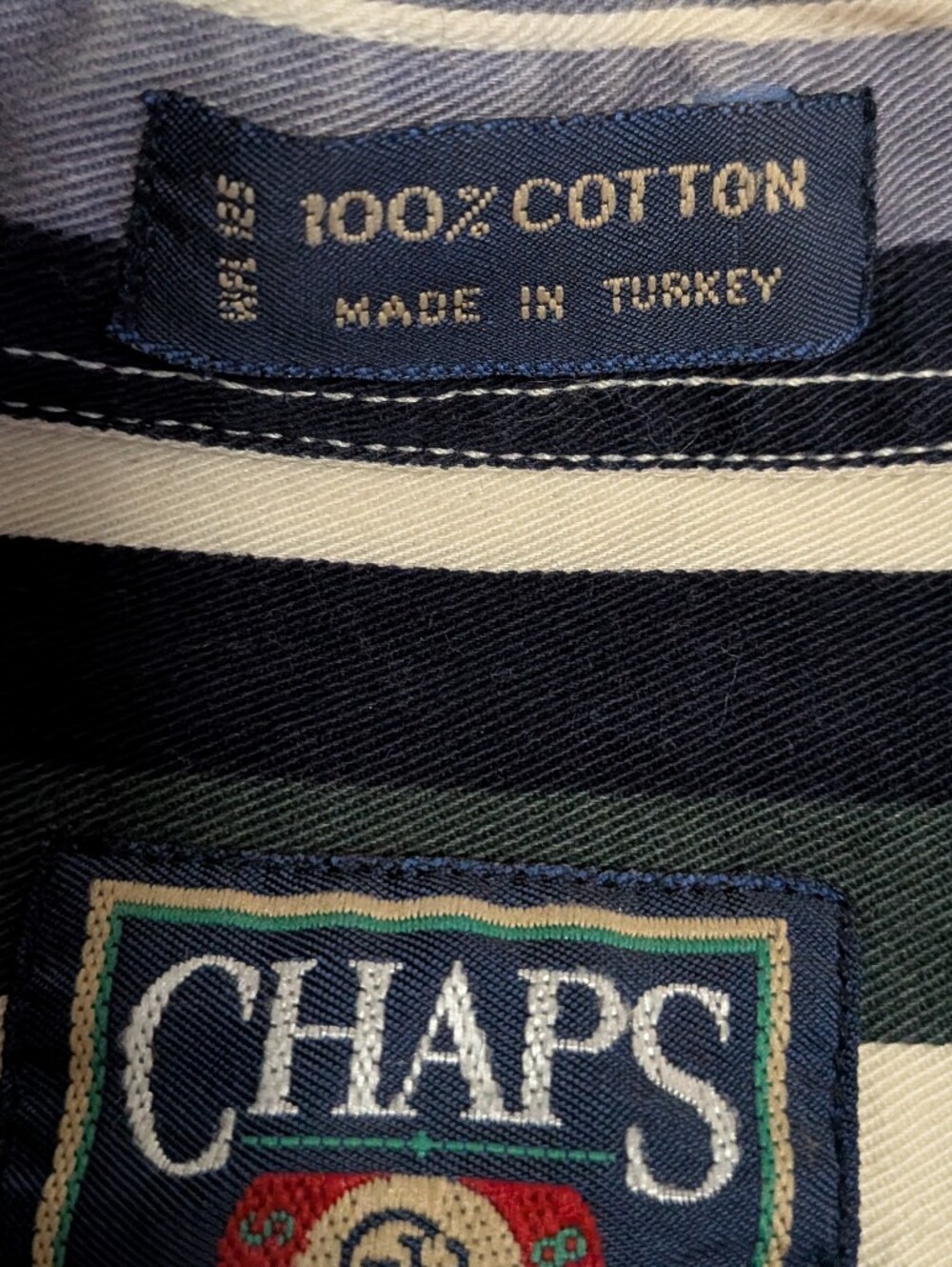 Vintage 90s Chaps Ralph Lauren Striped Shirt Large Long Sleeve Crest Crown - Picture 4 of 8